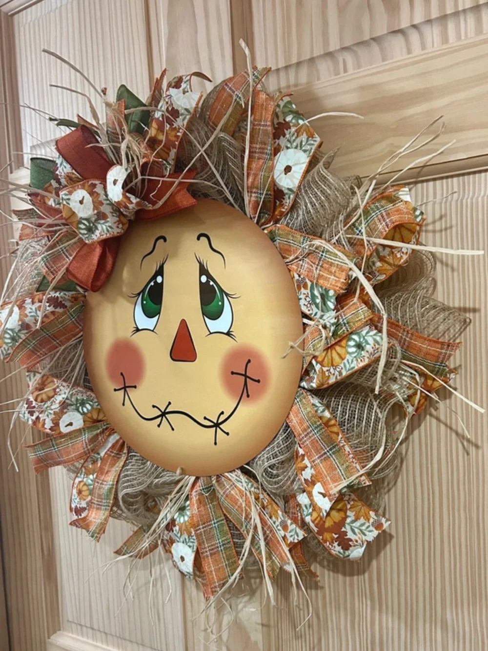 NEW Autumn Scarecrow Wreath - Orange & Cream